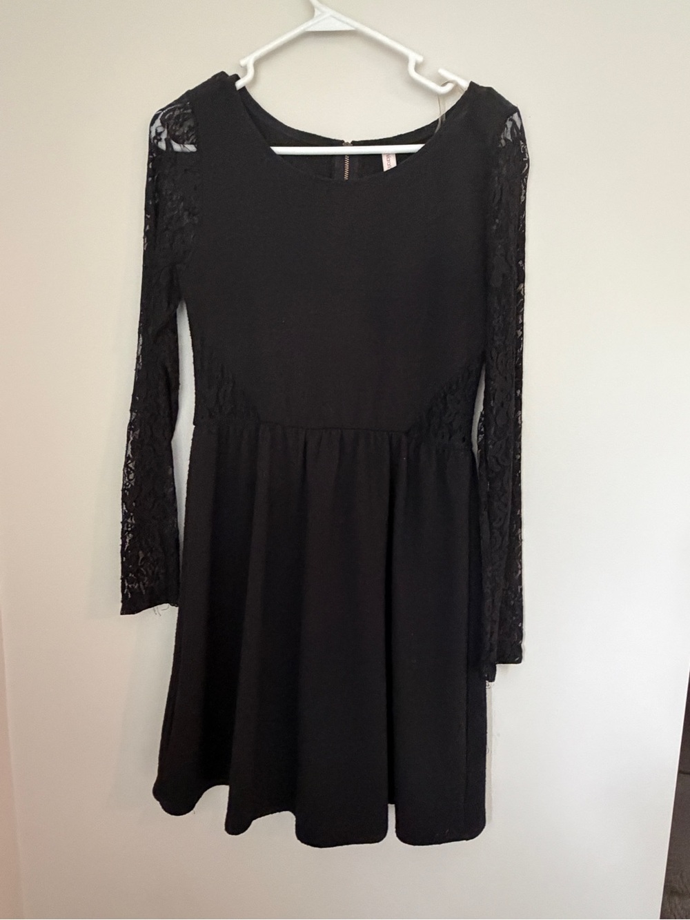 Xhilaration Black Lace Long-Sleeve Skater Dress